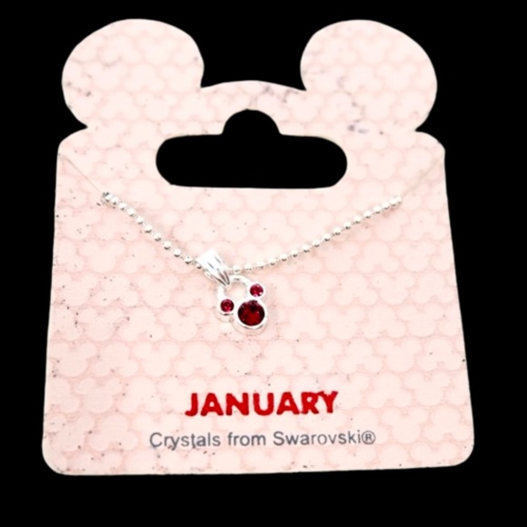 DISNEY~MICKEY MOUSE SWAROVSKI CRYSTAL JANUARY BIRTHSTONE PENDANT - Picture 1 of 3